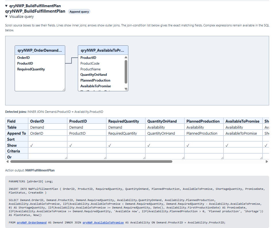 See how a query is assembled in the AccessInsighter Northwind demonstration